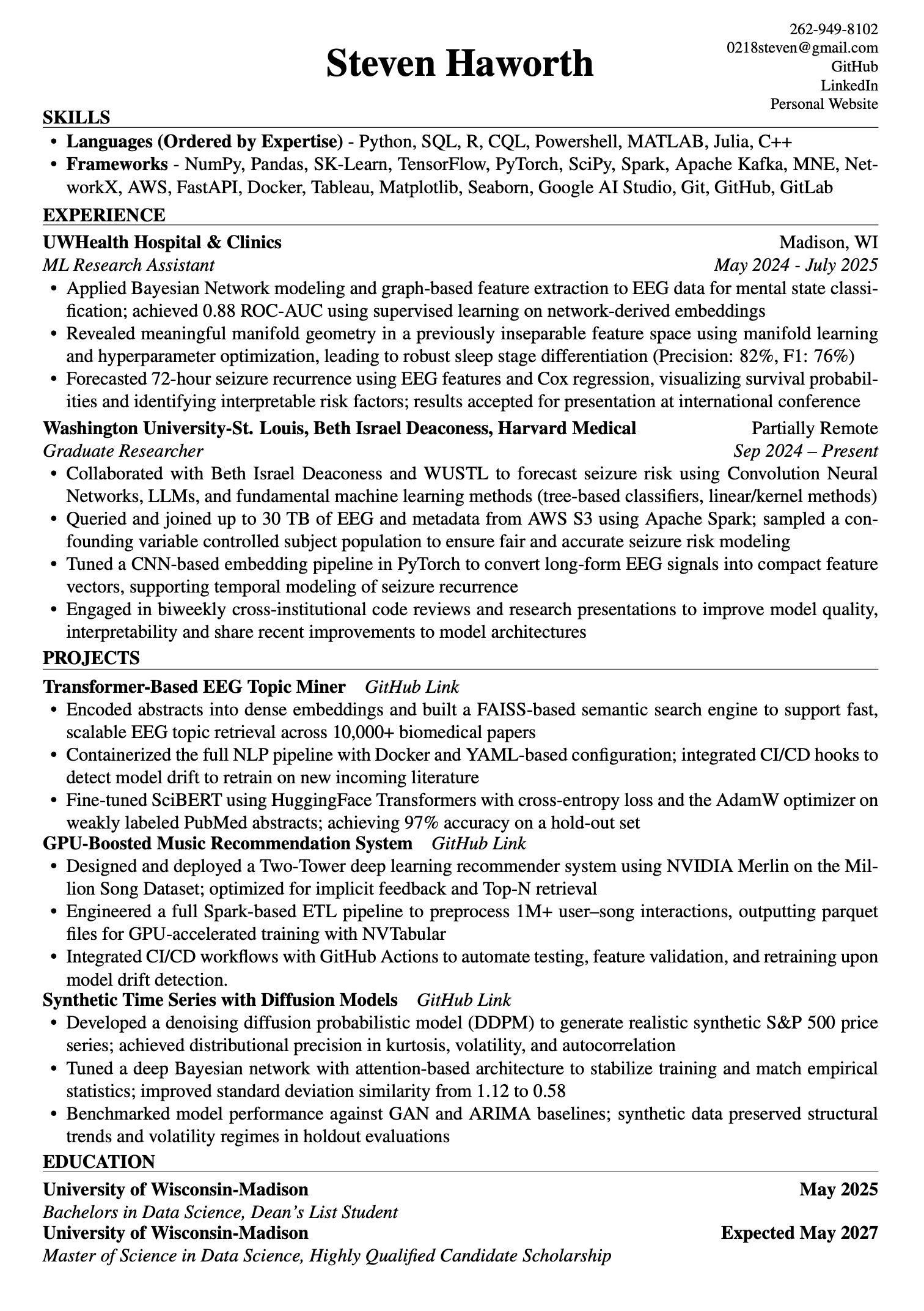 Steven Haworth Resume